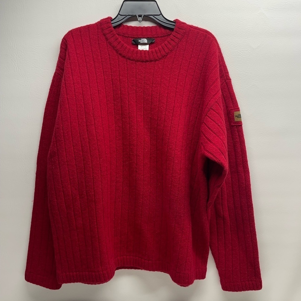 The north face men’s wool sweater size L red